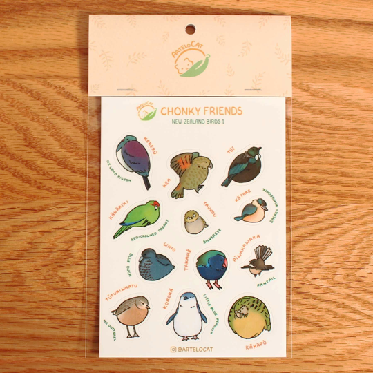 Sticker Sheet Friends from Aotearoa Chonky NZ Birds1