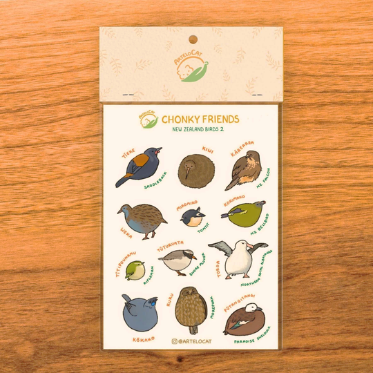 Sticker Sheet Friends from Aotearoa Chonky NZ Birds2