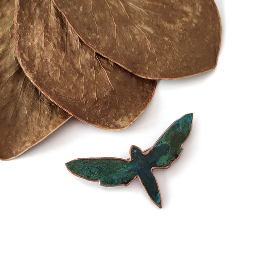 Butterfly Brooch Copper Brass Patina