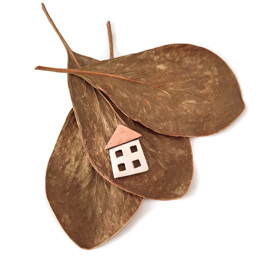 House Brooch Copper Silver