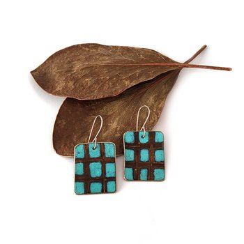 Large Rectangle Earrings Brass Patina-jewellery-The Vault