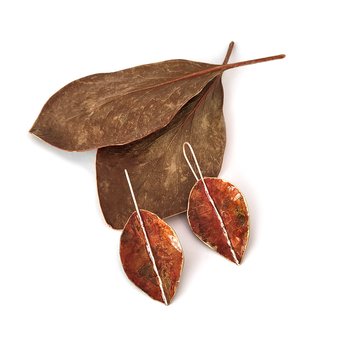 Autumn Leaf Earrings Brass Patina -jewellery-The Vault