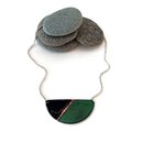 Enamel and Hammered Copper Breast Plate Necklace Green