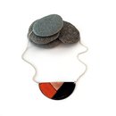 Enamel and Hammered Copper Breast Plate Necklace Orange
