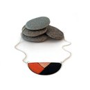 Enamel and Hammered Copper Breast Plate Necklace Orange
