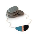 Enamel and Hammered Copper Breast Plate Necklace Turquoise