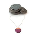 Enamel and Hammered Copper Circle Pendant Pink