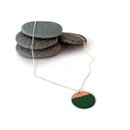 Enamel and Hammered Copper Circle Pendant Green