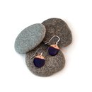 Enamel and Hammered Copper Earrings Blue
