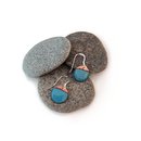 Enamel and Hammered Copper Earrings Turquoise
