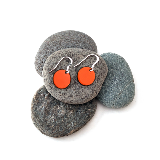 Kiln Fired Enamel Earrings Orange