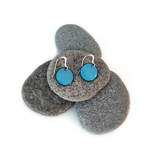 Kiln Fired Enamel Earrings Turquoise