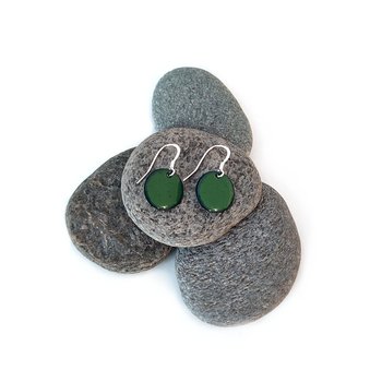 Kiln Fired Enamel Earrings Green-jewellery-The Vault