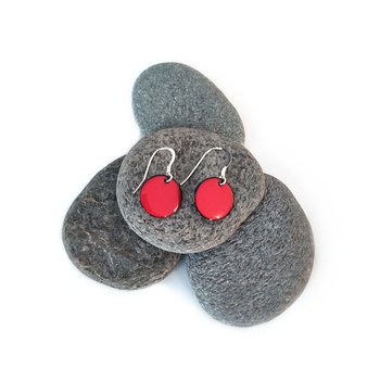 Kiln Fired Enamel Earrings Red-jewellery-The Vault