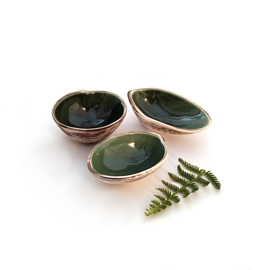 Set of 3 Dipping Shell Bowls Green