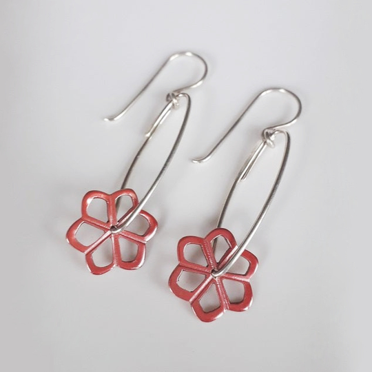 Copper Daisy Cut Out Drop Earrings