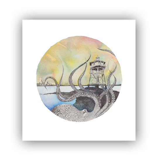Bean Rock Lighthouse Limited Edition Print A5 Square