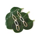 Brass Oval and Silver Oval Link Earrings