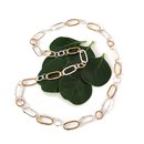 Silver and Brass Ovaland Round Link Chain Necklace