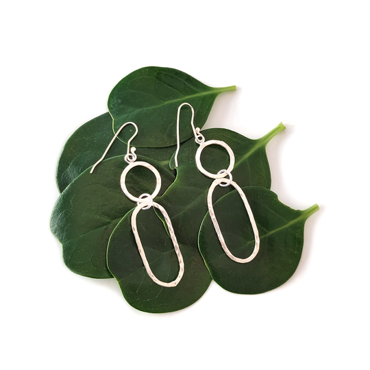 Round and Oval Link Earrings Large