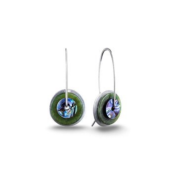 Greenstone Paua Disc Drop Earrings-jewellery-The Vault