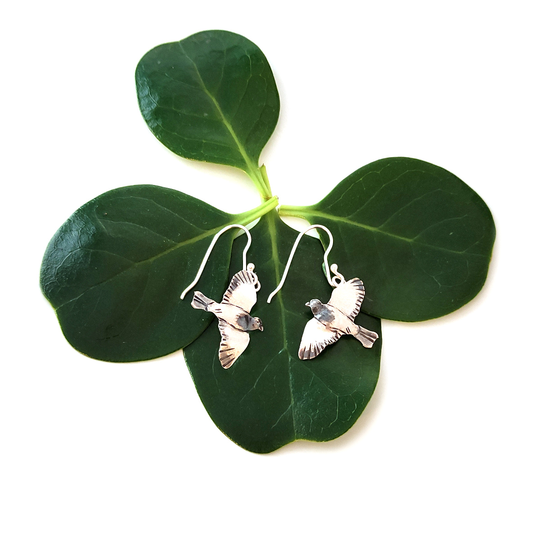 Flying Kereru Earrings Silver
