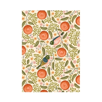 Cream Waxeyes & Mandarins Tea Towel-lifestyle-The Vault