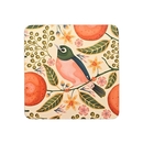 Cream Waxeyes & Mandarins Square Coaster Single