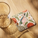 Cream Waxeyes & Mandarins Square Coaster Single