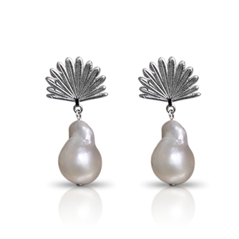Pearl Piwakawaka Drop Earrings Silver-jewellery-The Vault