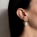 Pearl Piwakawaka Drop Earrings Gold Plate