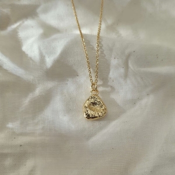 Small Molten Pebble Necklace Gold Plate-jewellery-The Vault