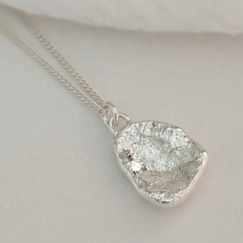 Molten Pebble Pendant Silver-jewellery-The Vault