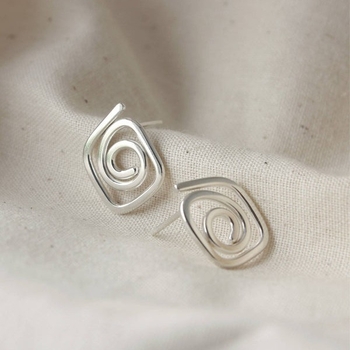 Diamond Swirl Stud Earrings Silver-jewellery-The Vault