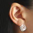 Diamond Swirl Stud Earrings Silver