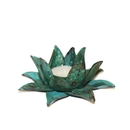 Flower Candle Holder Med Green Patina 