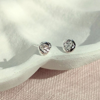 Midi Molten Nugget Studs Silver-jewellery-The Vault