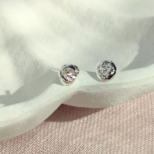 Midi Molten Nugget Studs Silver
