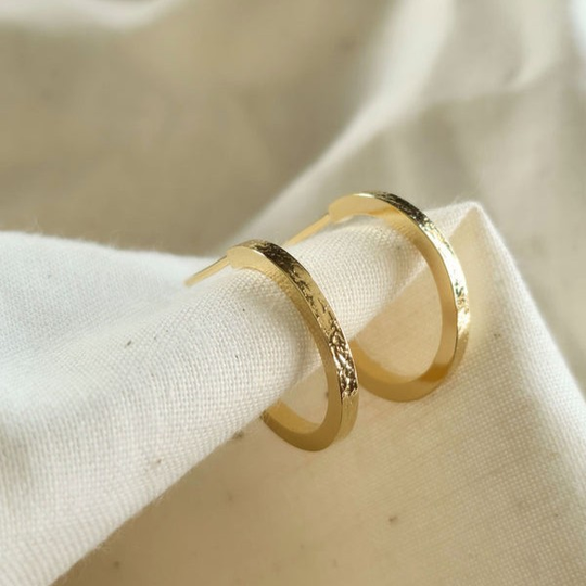 Hoop Stud Earrings Small Gold Plate