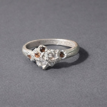 Ember Silver Ring Lab Sapphire Cluster-jewellery-The Vault