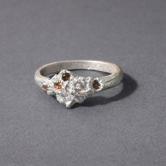 Ember Silver Ring Lab Sapphire Cluster