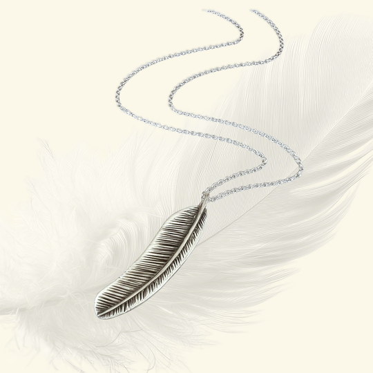 Tui Feather Necklace Brushed Silver