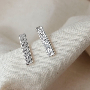 Bar Stud Earrings Silver-jewellery-The Vault