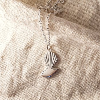 Petite Piwakawaka Necklace Silver-jewellery-The Vault