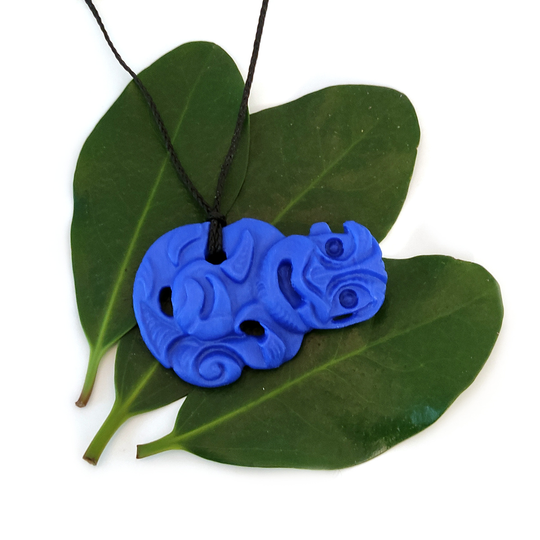 3D Printed Hei Tiki Pendant Blue