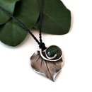 Silver Kawakawa Leaf Pendant with Pounamu