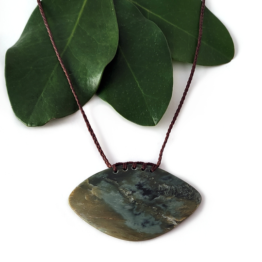 Pounamu Pendant Stitched Freeform