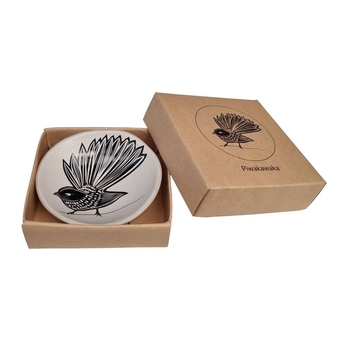Piwakawaka Black and White 7cm Porcelain Bowl-artists-and-brands-The Vault