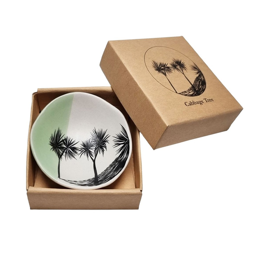 Cabbage Tree Dipped Green with Black 7cm Bowl