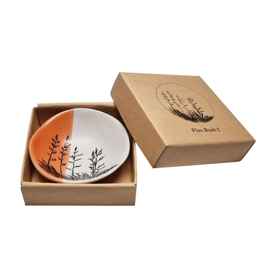 Flax Bush Dipped Orange with Black 7cm Bowl